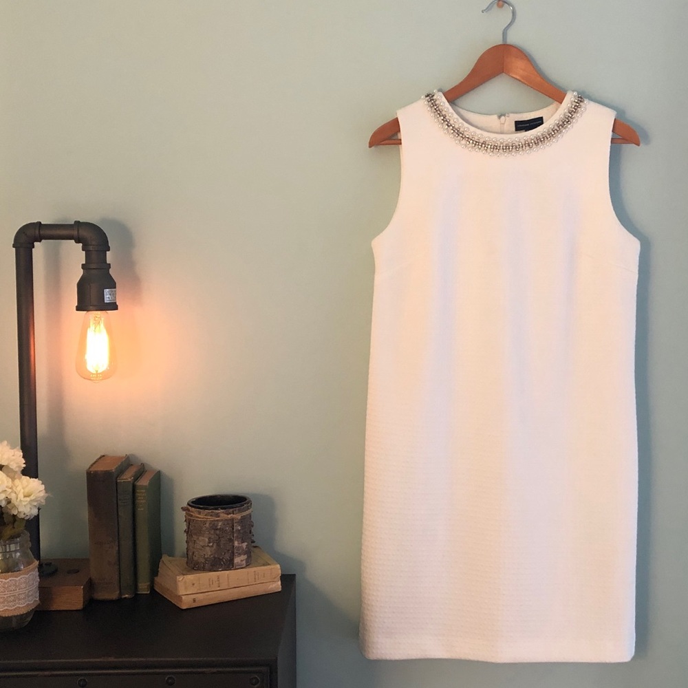 Adrianne Vittadini White Dress with Embellishment